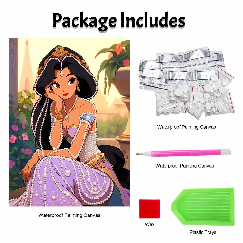 Disney Pearl Painting Jasmine Art Painting Wall Suitable for Home Office Decoration Handmade Gifts Elegant Pearl Decor