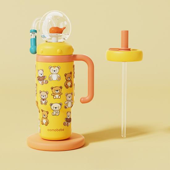 Velrybí fontánový kelímek 710ml Nerezový hrnek na pití se zábavným fontánovým efektem Nepropustný Kelímek se slámkou odolný proti rozlití pro děti dospělé