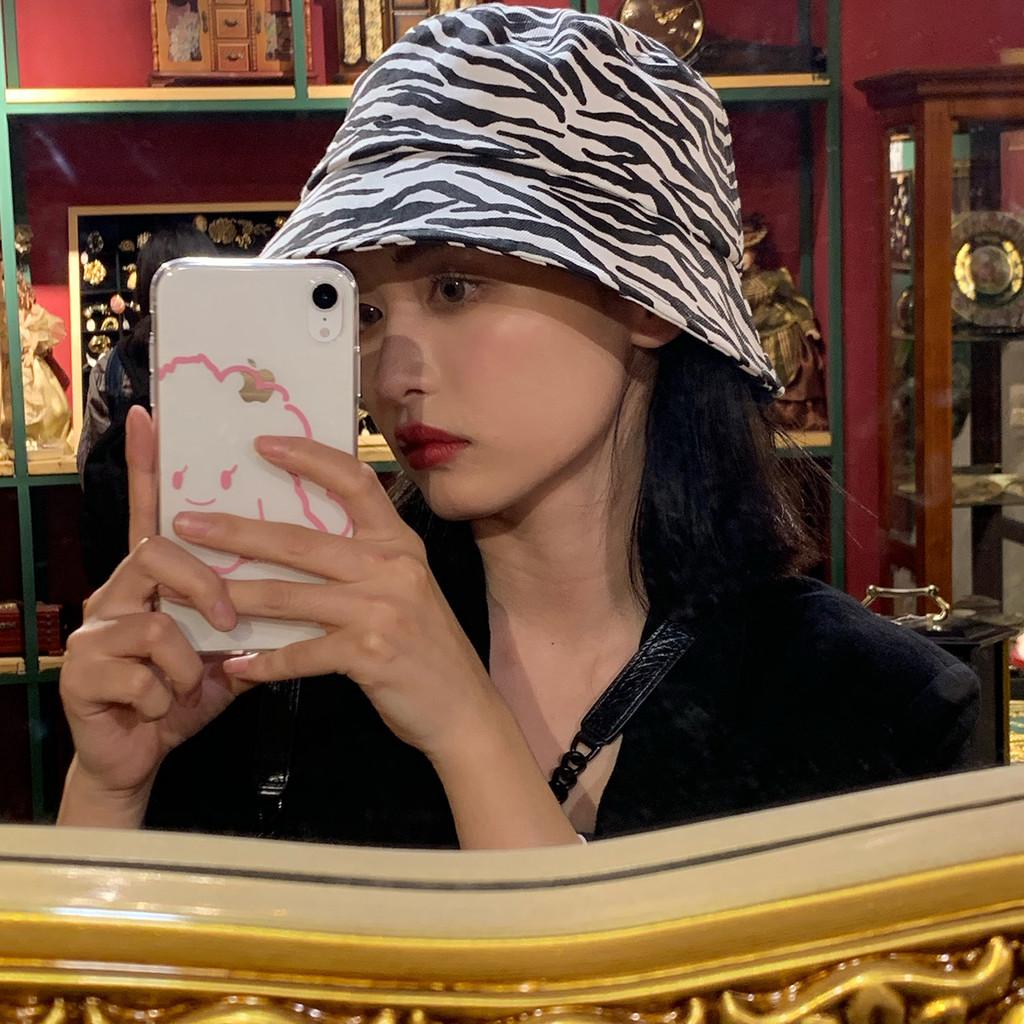 Fashionable Zebra Pattern Bucket Hat For Women Breathable Cotton Sun Hat Protection
