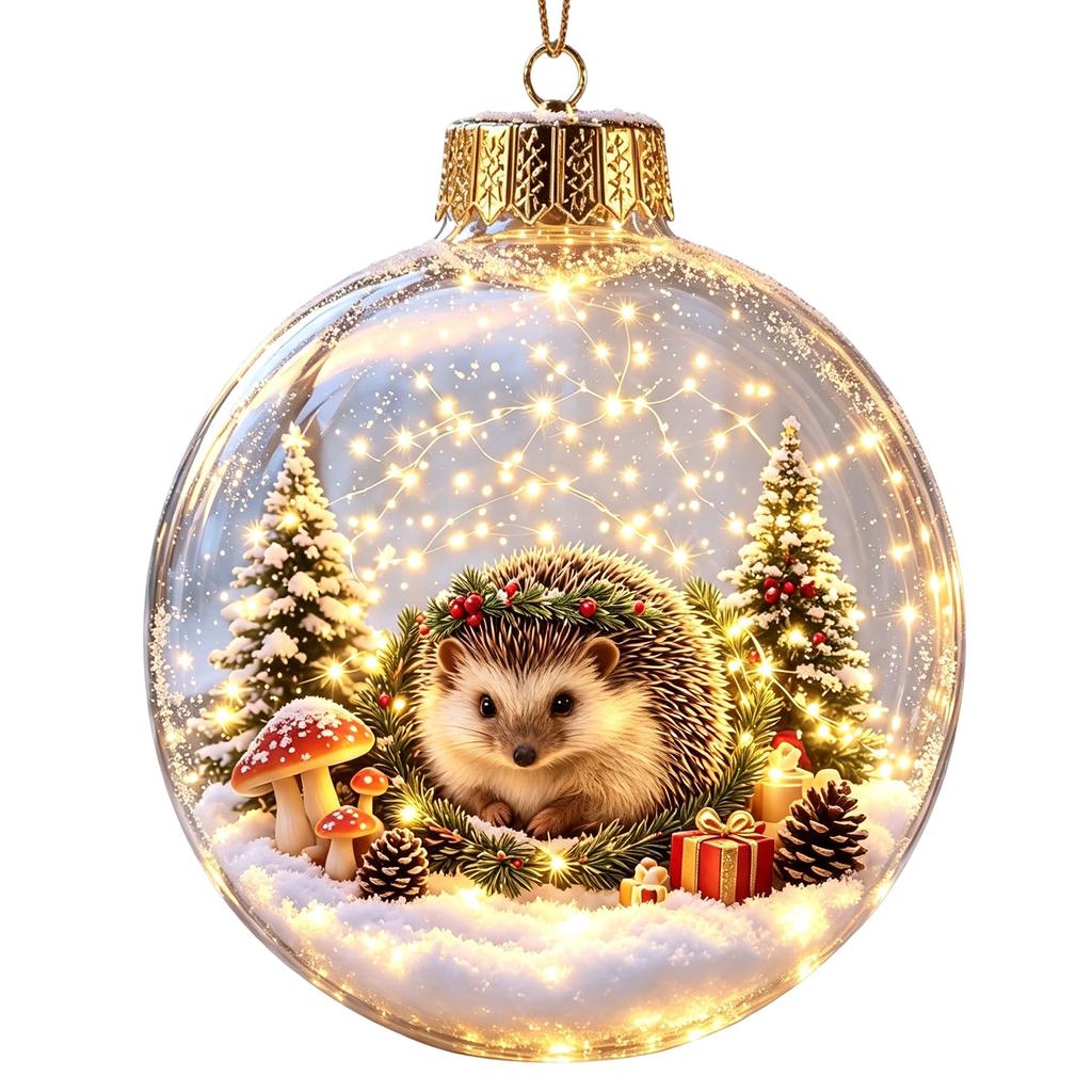 Transparent Light-Up Christmas Ornament Ball for Holiday Tree Hanging Decor