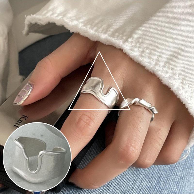 Geometric High-Polish Criss-Cross S925 Silver-Plated Open Ring - Women's Stackable Index Finger Jewelry