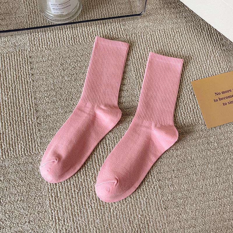 Women's Trendy Candy Color Thin Mid-Calf Socks - Colorful Japanese Style Summer Pile Socks