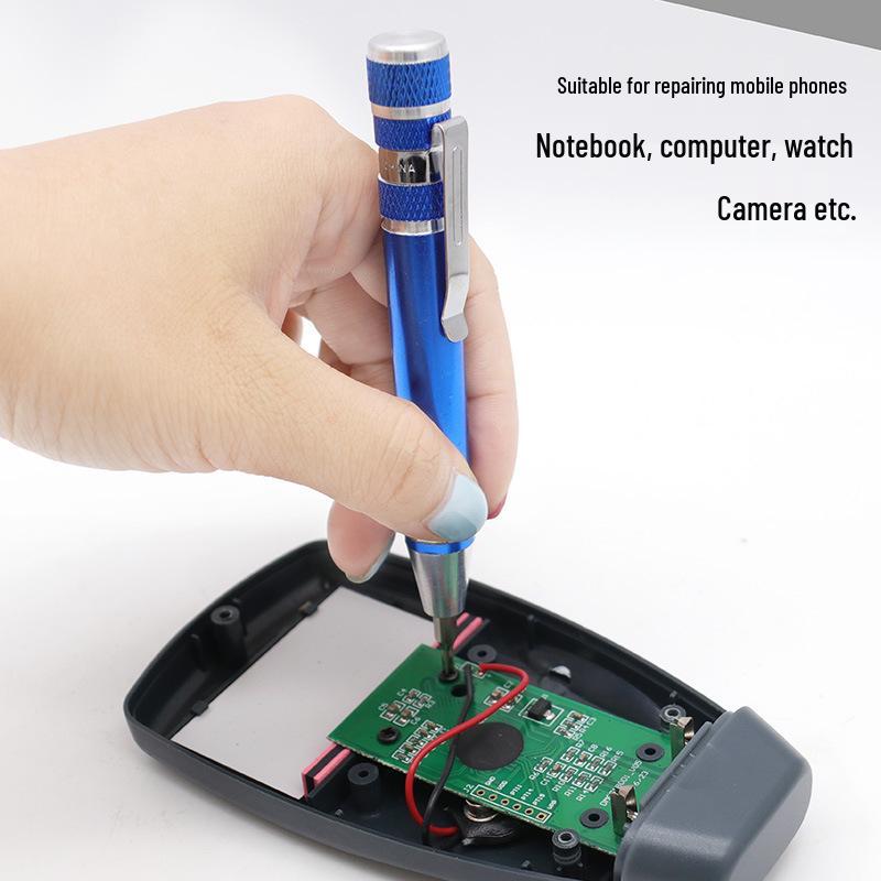 Magnetic 8-in-1 Pen-style Screwdriver with High-Density Bits
