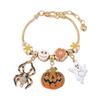 Halloween Pumpkin Charm Bracelet With Micro Inlay Zirconia For Unisex Costume Accessory