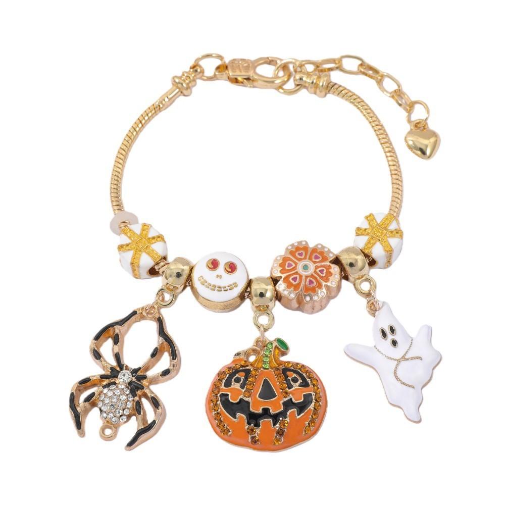 Halloween Pumpkin Charm Bracelet With Micro Inlay Zirconia For Unisex Costume Accessory
