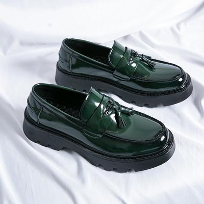 Fashion Lacquer Leather Men's Shoes Minimalist Trendy Casual Style Party and Office Nightclub Thick Soled Height Increasing Loafer
