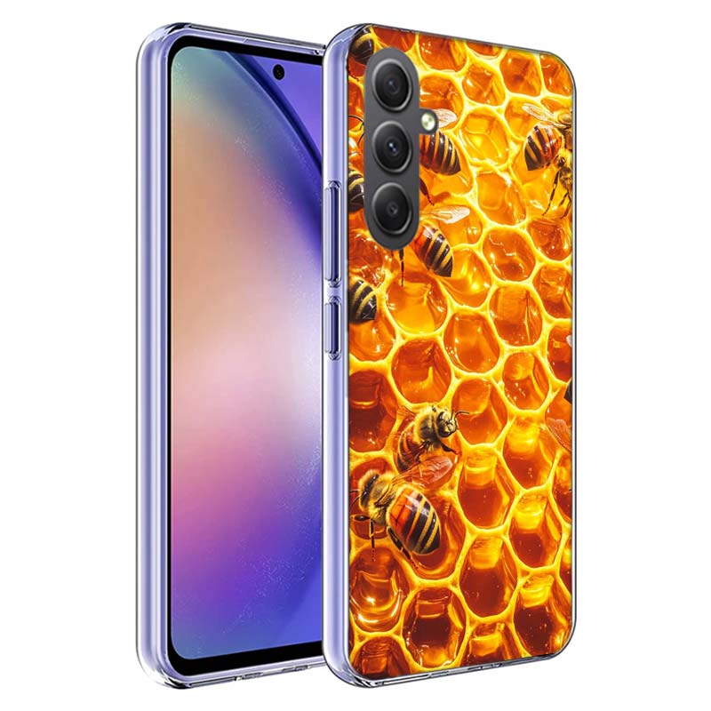 Bees and Honey in the Honeycomb Phone Case For Samsung A54 A34 A24 A14 A53 A33 A23 A13 A52S A32 A22 A12 A17 Galaxy A03S A04S A02