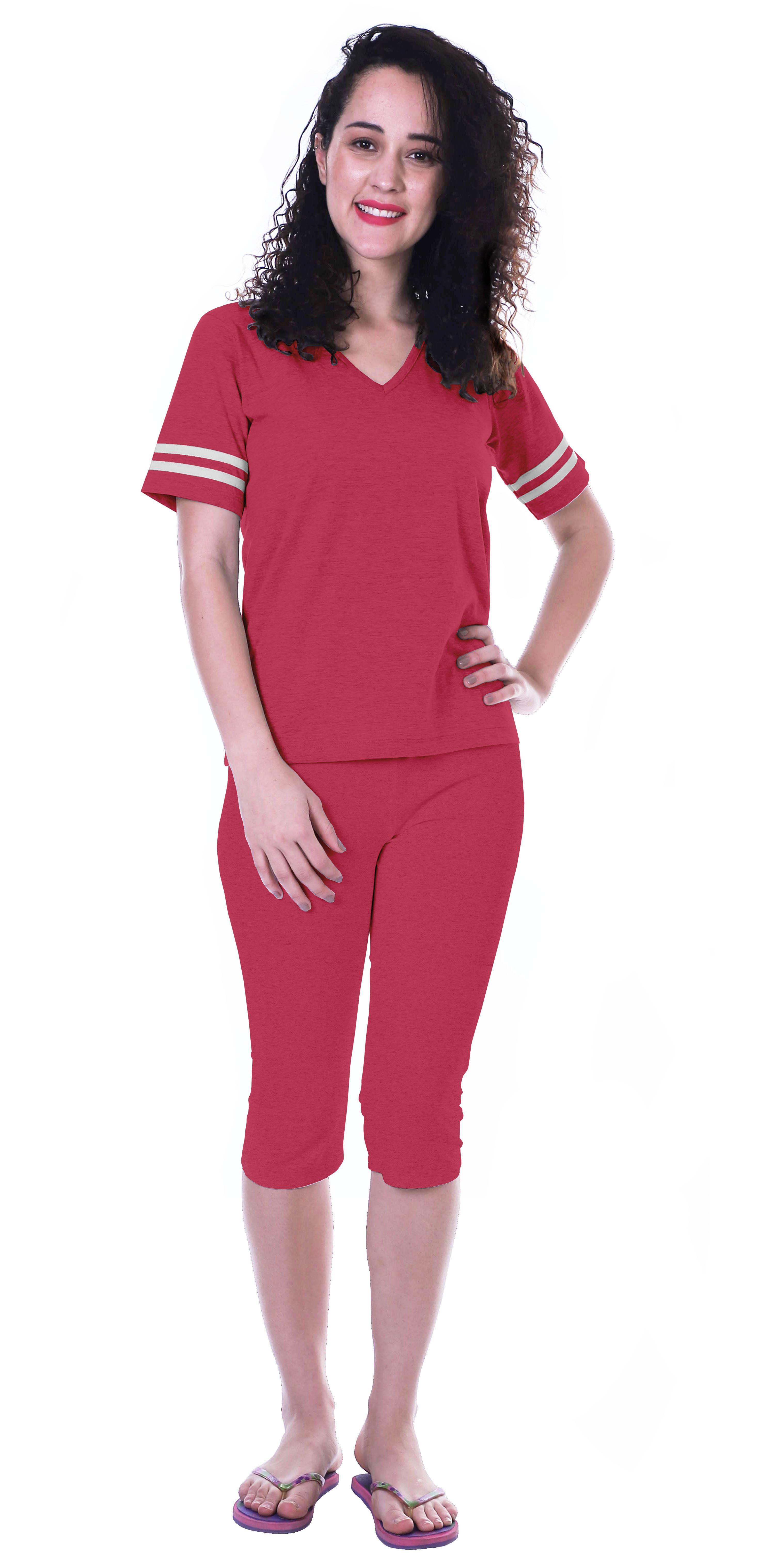 

Moomaya Жіночий однотонний комплект нічного одягу з бавовняними капрі, 2 шт XS рожевий