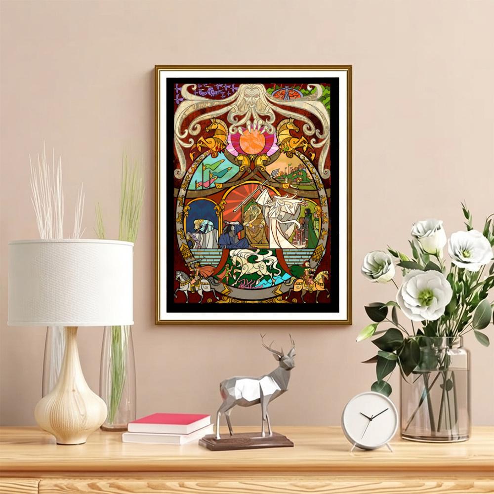 Hobbit Movie Poster 5D Diy Diamond Painting Round Diamond Mosaic Suitable For Beginners Diamond Painting Rhinestones Gift Frameless