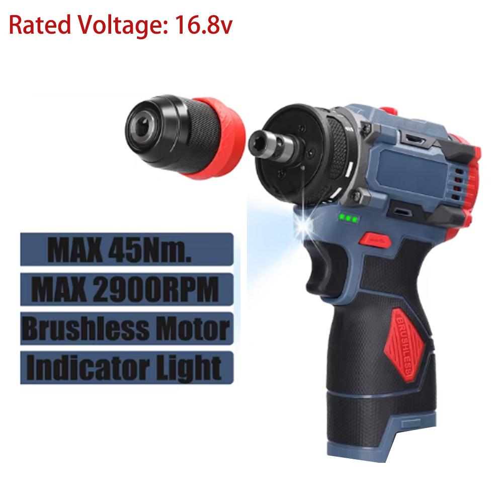 

21 В бесщеточный 2 в 1 электрический шуруповерт дрель 55 Нм перезаряжаемый многофункциональный 2-скоростной беспроводной ударный шуруповерт электроинструмент