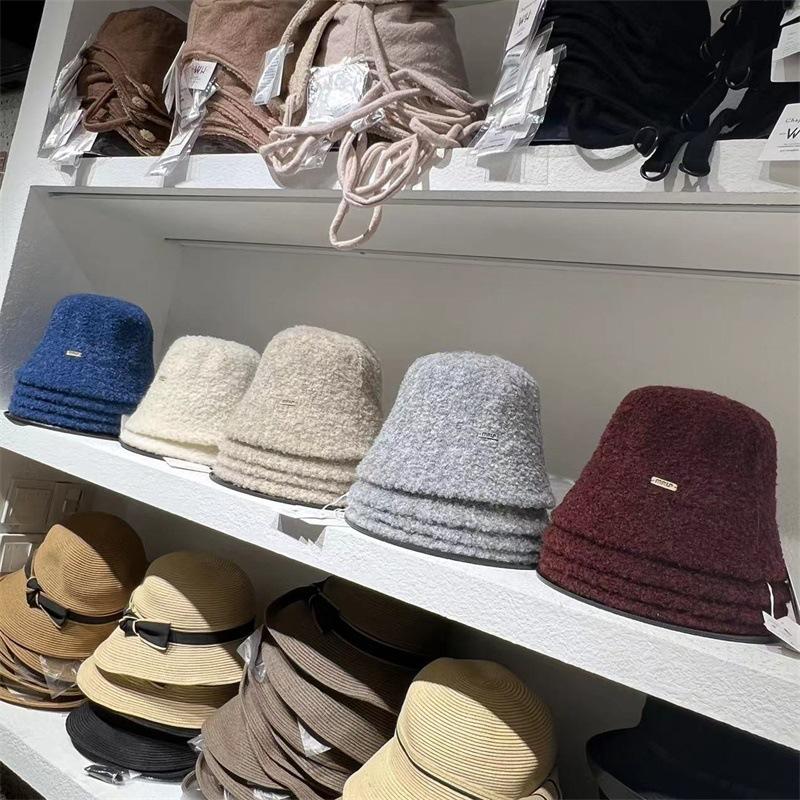 

Real lamb wool circle yarn bucket hat women s winter new face small warm straight bell bucket hat M（56-58cm） верблюд