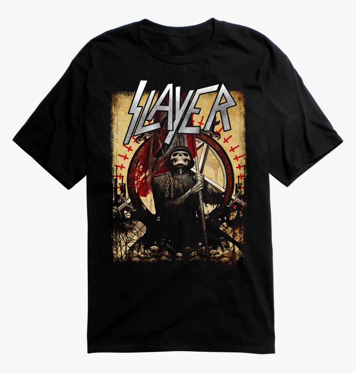 Slayer SKELETON SOLDIER Хлопковая футболка 100% Мужские футболки Топ Хэви-метал группы НОВАЯ Лицензированная и Официальная 4XL