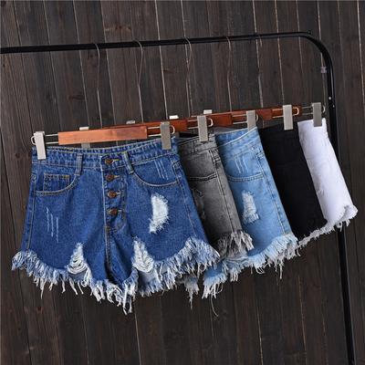 Women's Shorts Ripped Elastic Women's Denim Shorts Women's Plus Size Super Short Jeans