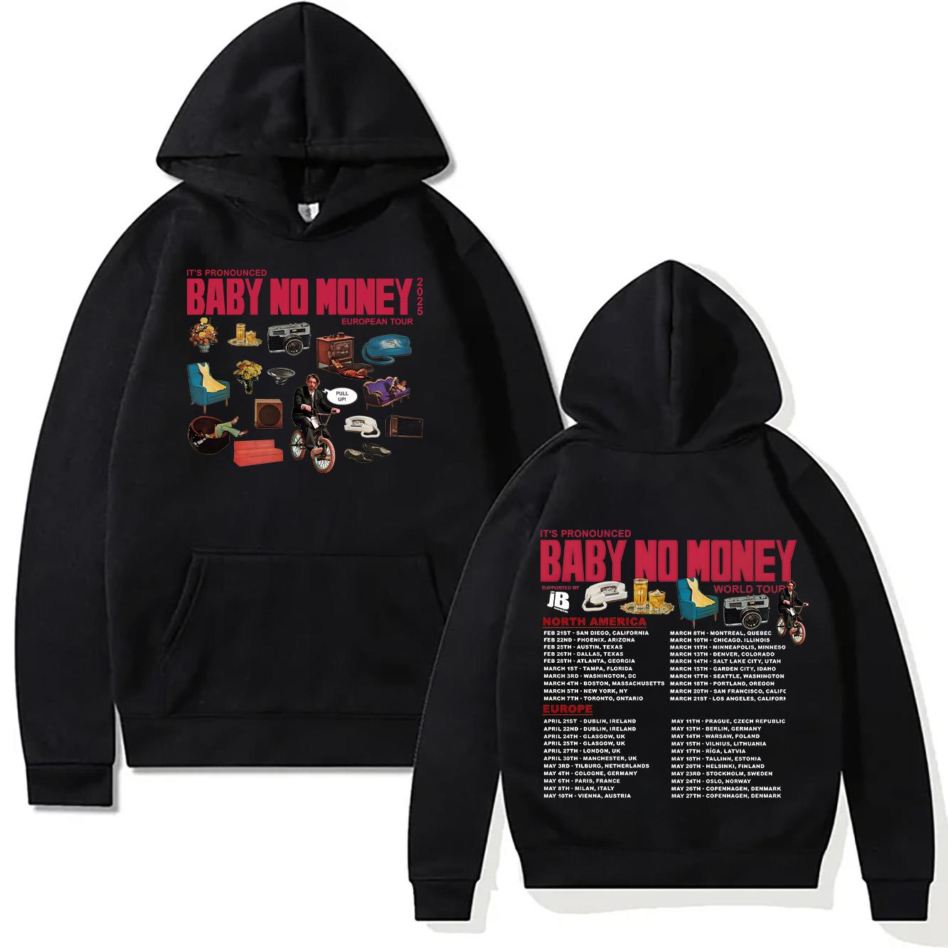 

Bbno$ Новые толстовки It s Pronounced Baby No Money European Tour 2025 Толстовка Мужская Женская Пуловеры Harajuku Креативная Осенняя Одежда L чёрный