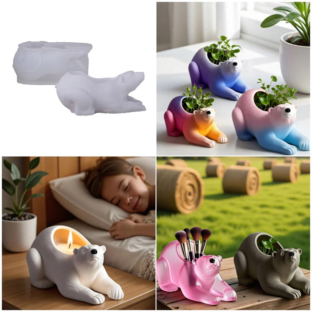 Polar Bear Silicone Mold For DIY Crafting Reusable Ice Bear Planter Mold Eco Friendly Food Grade Material Artisan Ice Bear Design