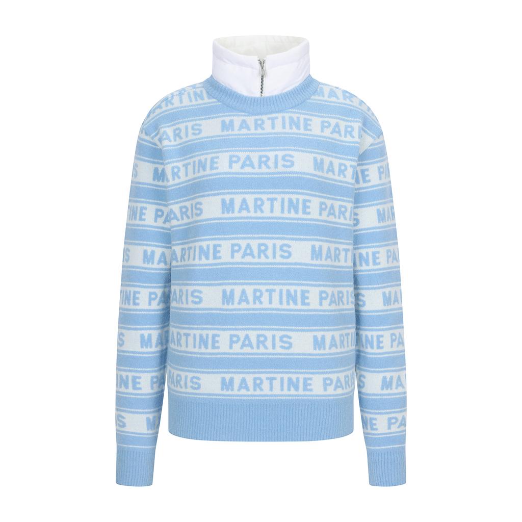 MARTINE GOLF Logo Jacquard Padding Sweater_S/Blue