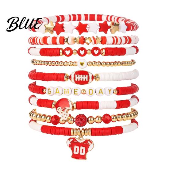 Football Party Accessory Game Day Bracelets Stackable Sports Charm Elasticated