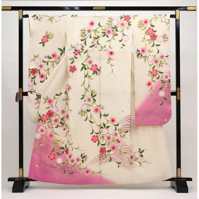 

Furisode [Used item] Off-white x pink weeping cherry blossoms Pure silk [Condition rank B]