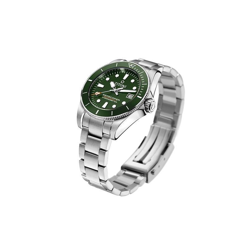 Titoni Plum Blossom Ocean Exploration Series Mechanical Movement 300 Meters Watch Swiss Watch 42mm Green Dial Stainless Steel Case 83300 S-GN-703