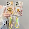 KEYSION Cartoon Cute Plush Embroidery Case for OPPO A5 Pro 5G with Lanyard Silicone Shockproof Phone Cover for OPPO A5 Pro