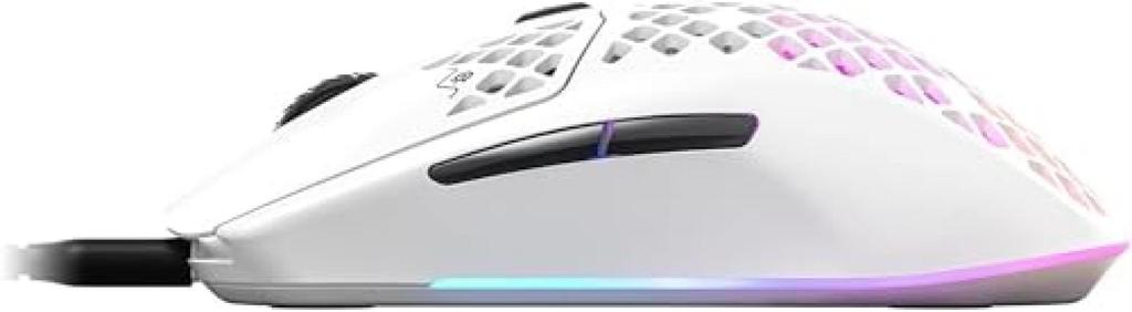 SteelSeries Aerox 3 Snow Wired Gaming Mouse, Ultra-Lightweight, IP54-Rated, Waterproof and Dustproof, with TrueMove Core Sensor and Super Mesh USB-C