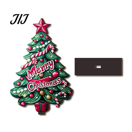 Double Sided Printed Decorations 2D Wooden Christmas Tabletop Ornaments, Xmas Tree Santa Lightweight Trees Snowman Sign with Stand, Holiday