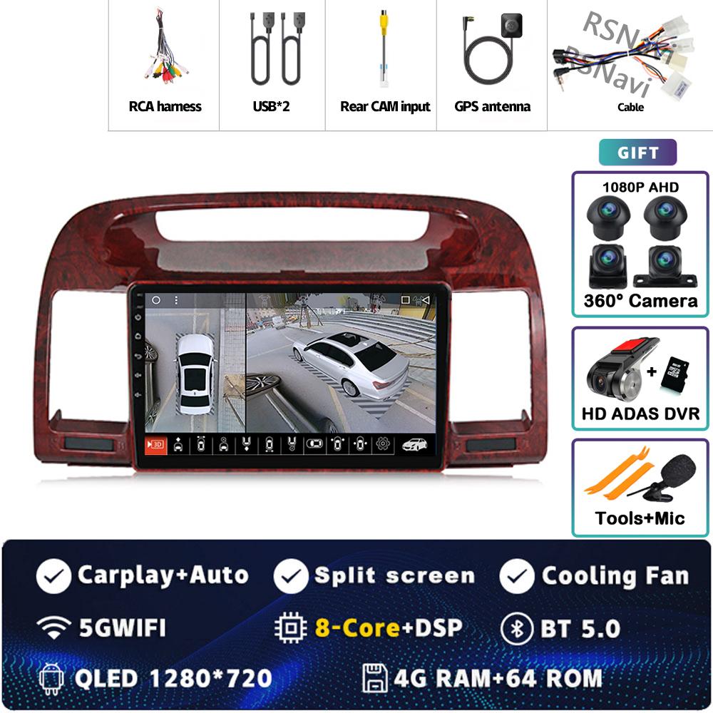 Android 14 Carplay Car Radio For Toyota Camry 5 XV 30 2001 2002 - 2006 Multimedia Video Player Navigation GPS Stereo 2Din DVD BT
