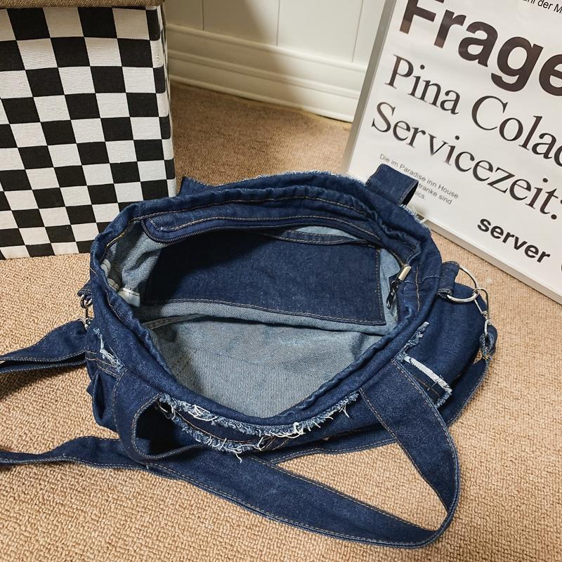 Vintage τζιν τσάντα ώμου Γυναικεία τσάντα μεγάλης χωρητικότητας πάνινη