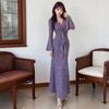 Women's V-Neck Lace Flare Long Sleeve Dress - Slimming Spicy Girl Style, New Autumn/Winter Collection