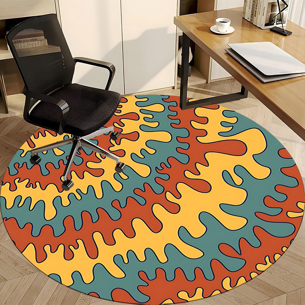 1pc Abstract Patterns Office Round Area Rug, Indoor Mat Suitable For Office, Under Office Chairs Bedroom Living Room Home Decor174