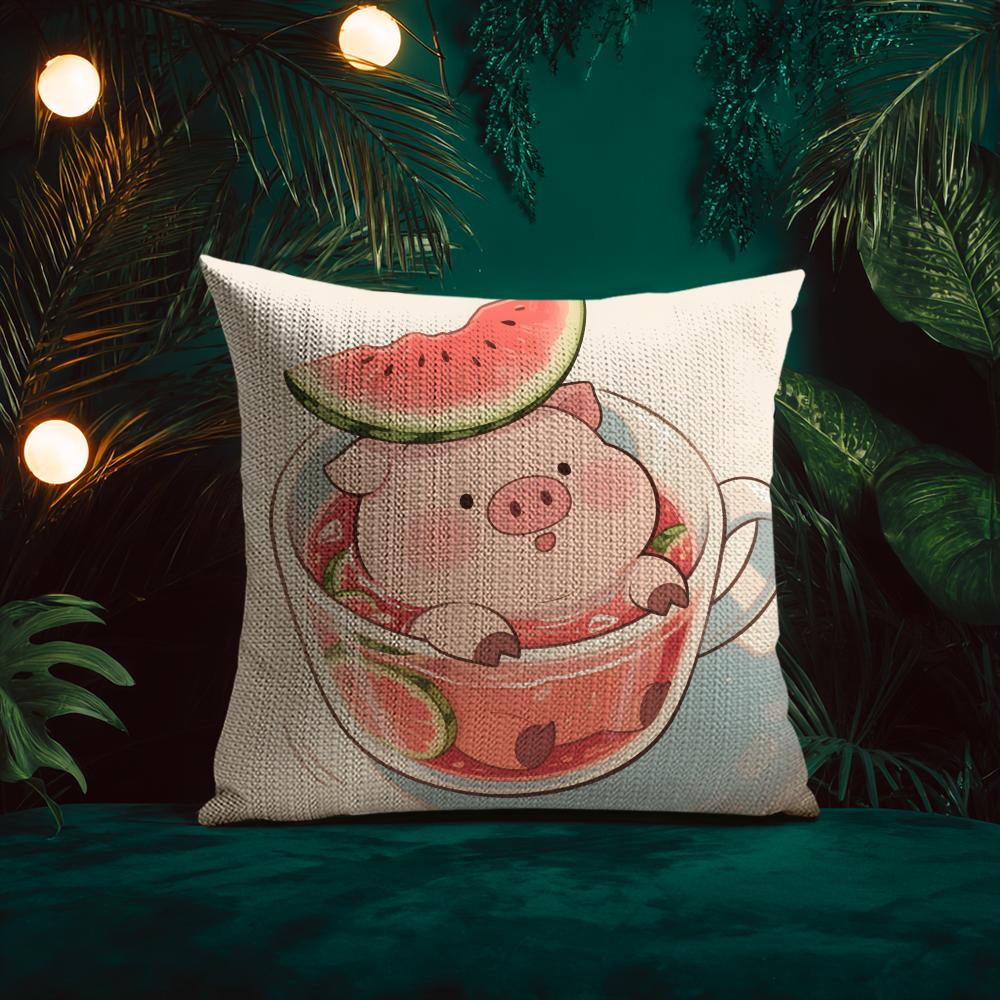 Cute Pig Summer Surprise Cushion Cover Silky elegant Comfort Sofa Bed Invisible zipper Beach pillowcase