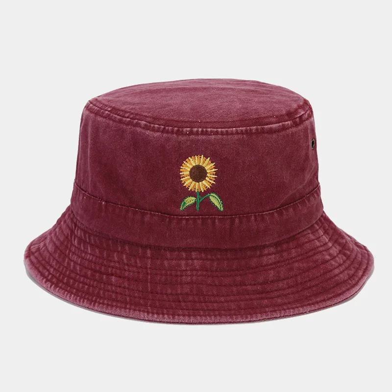 

Spring and Summer Cotton Cartoon Embroidery Bucket Hat Fisherman Hat Outdoor Travel Sun Cap for Men and Women 183 56-60cm wear красный