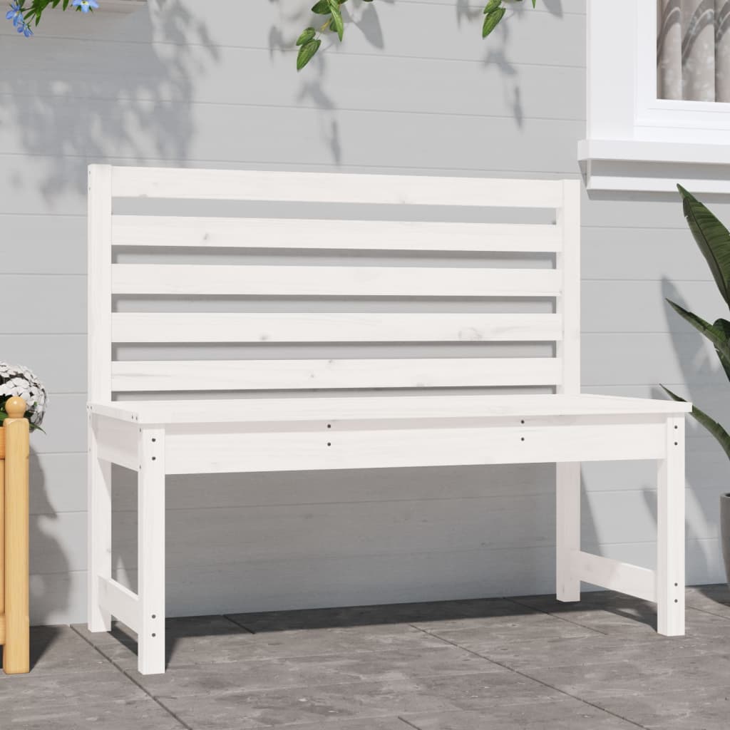 Garden Bench White 109 cm Solid Pine Wood