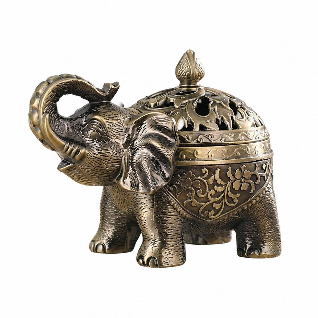 Elephant Incense Burner with Domed Lid Decorative