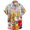 Oversized Shirt Hawaiian Beach Holiday Flower Painting Pattern Summer Casual Man Top Breathable Mens Design Clothing New