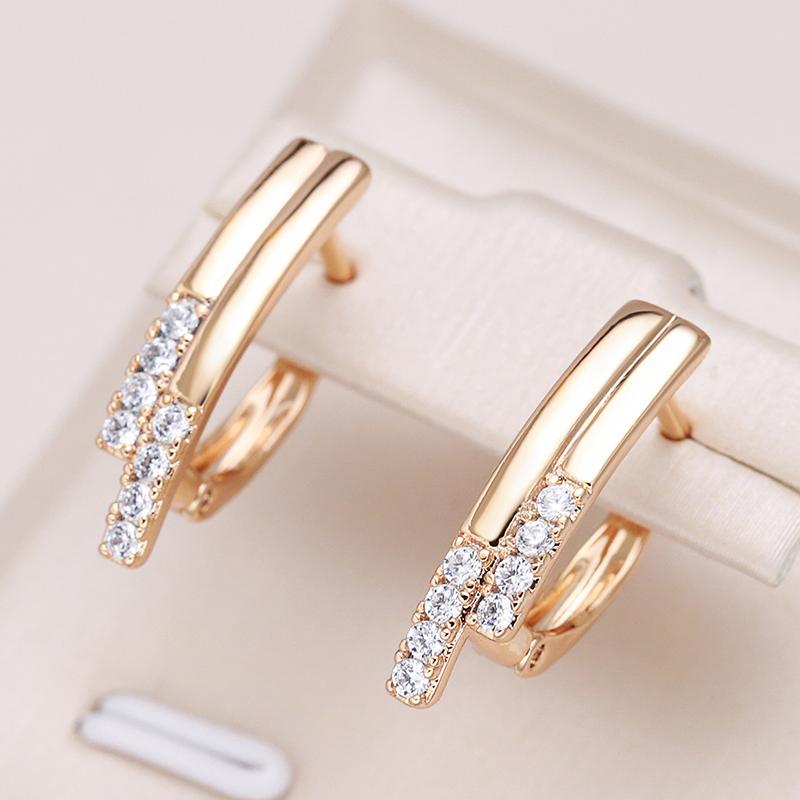 Außergewöhnliche Ohrhänger in Roségold für Damen und Mädchen, glänzende, lange Ohrstecker mit natürlichem Zirkonia – Brautschmuck für Hochzeiten