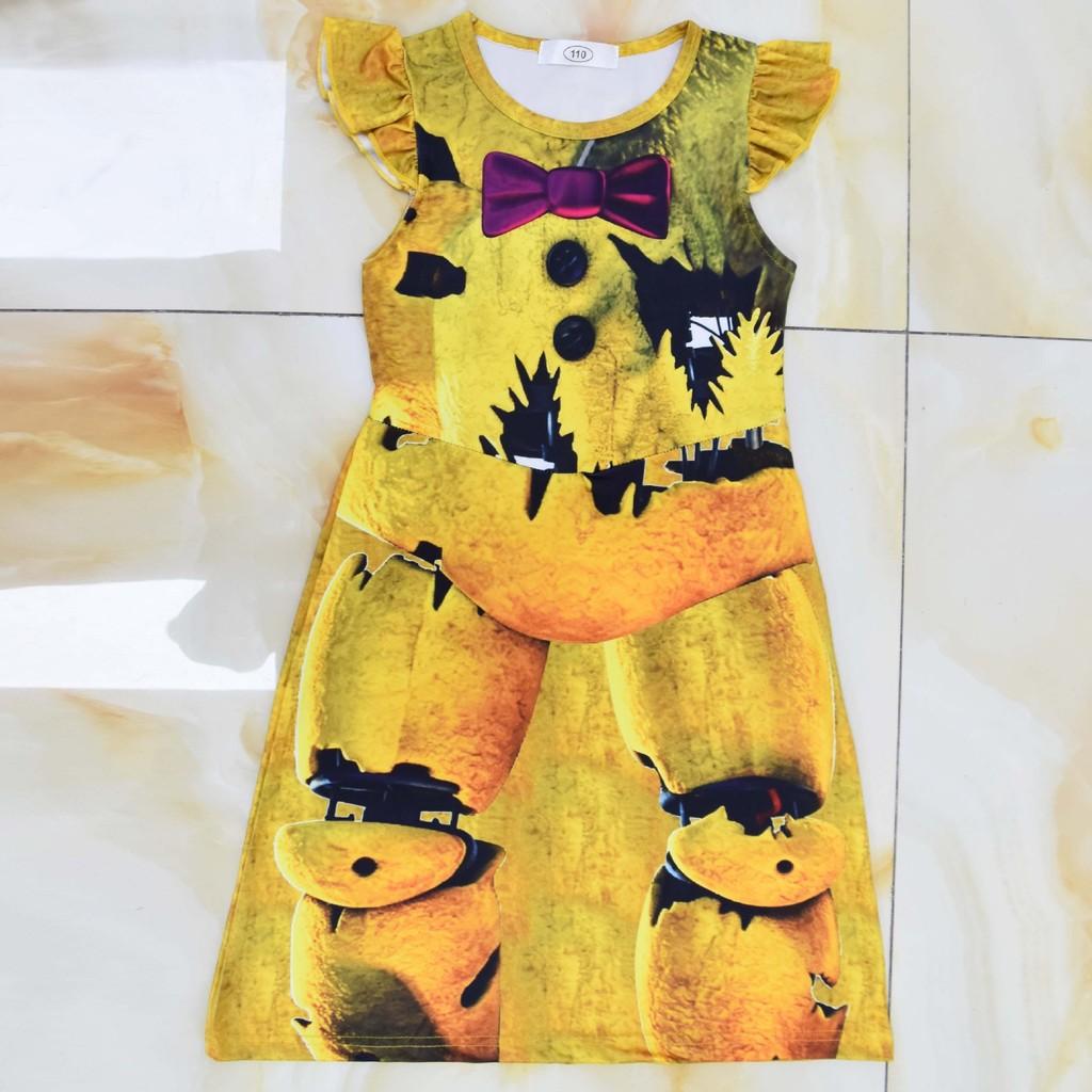 26313 Kids Girls Five Nights at Freddy's Yellow Bear Dress