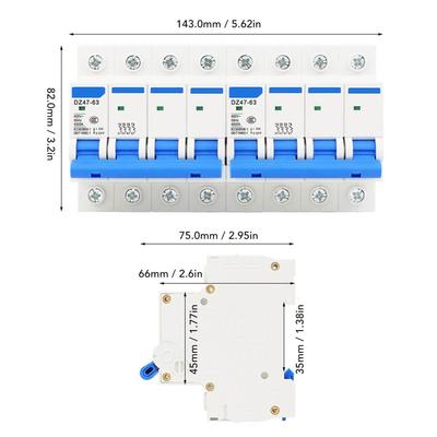 4P Miniature Circuit Breaker Rail Mounted Dual Power Interlock Air Transfer Switch Circuit Breaker 63A 400V