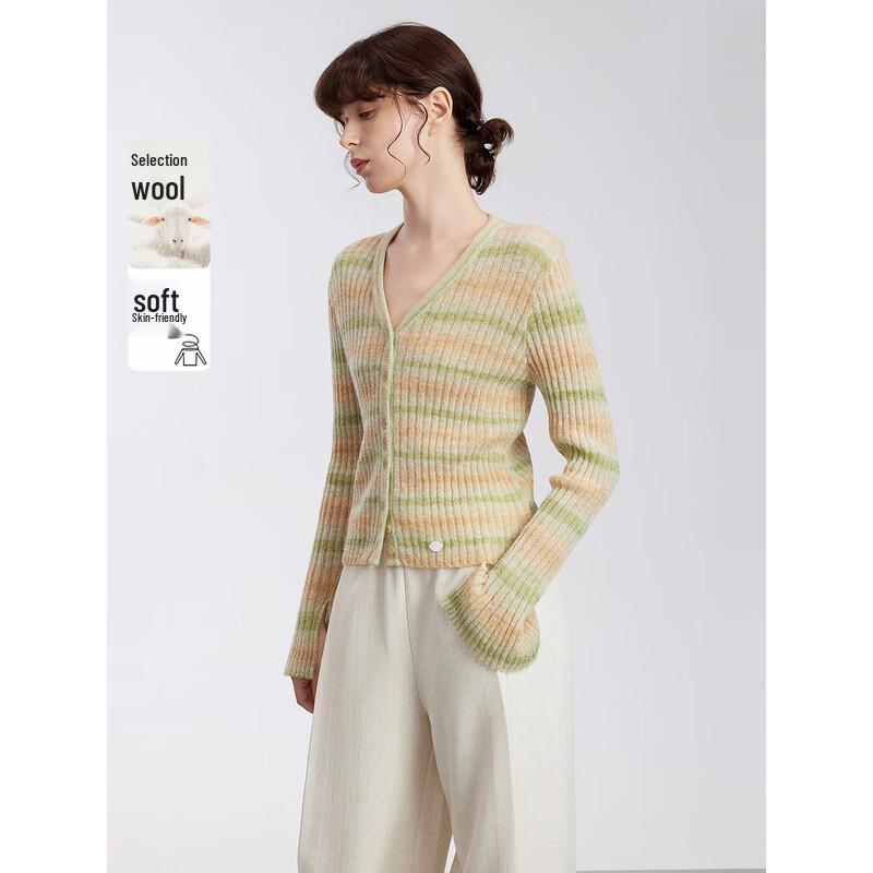 ELLE Women s Gradient Knit Wool Cardigan S