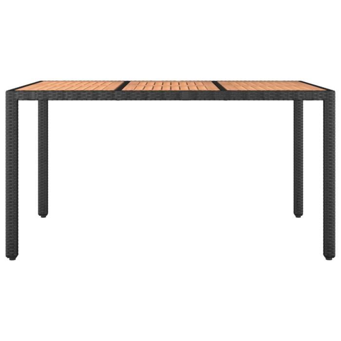VidaXL Table de jardin plateau en bois Noir Résine tressée bois massif 319551