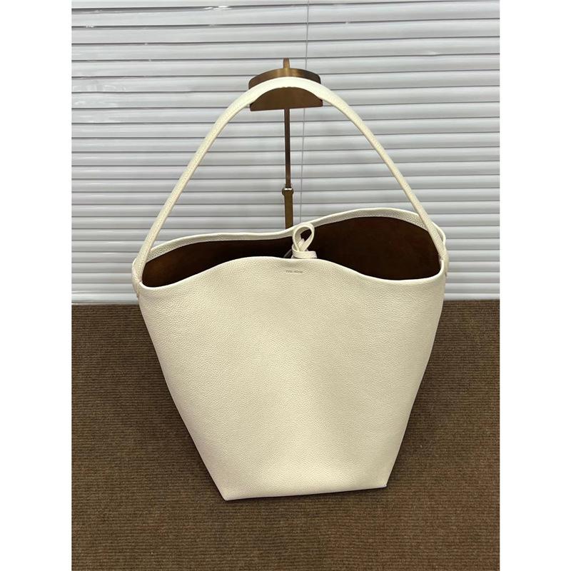 

The Row Leather Large Capacity Commuting Tote Bag with High-end Feel, Top Layer Cowhide Bucket Bag, Single Shoulder Handbag for Women