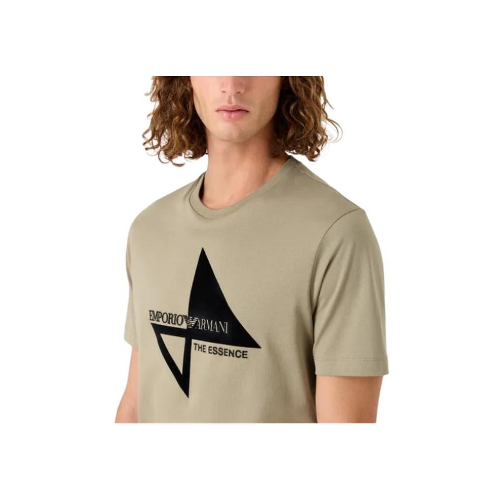 Emporio Armani Loose Fit Round Neck Letter Short Sleeve T-Shirt Men tops Green 7V1T6Q1-J7FZ1-0544