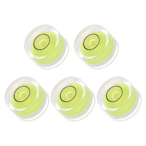 Kozelo 5-Pack Small Round Bubble Levels, 12mm Diameter, 7mm Thick, Mini Round RV Leveling Tool for Travel Trailer Turntable Camera, Lime