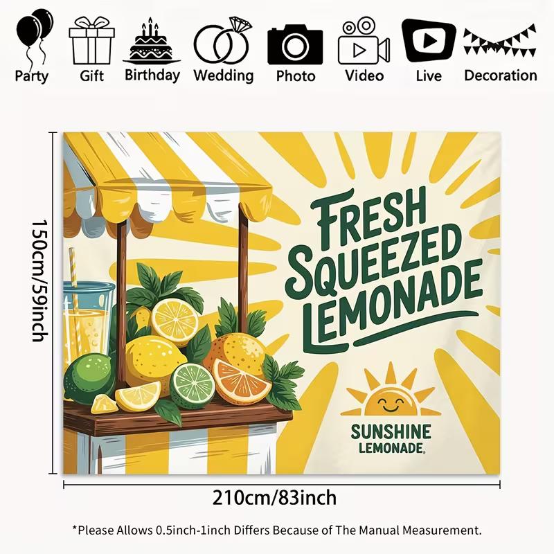 

2D Fresh Squeezed Lemonade Backdrop Summer Lemonade Stand Photography Background 47.2x31.5inch/120*80cm