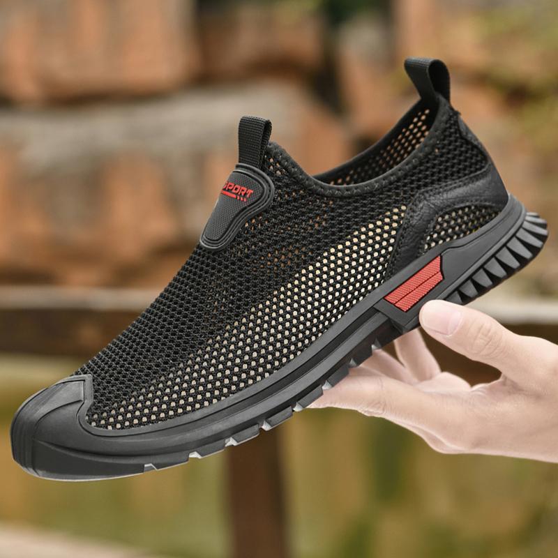 Fashion Lightweight Mens Casual Shoes Breathable Male Casual Sneakers Anti-slip Men's Slip on Flats Outdoor Mesh Walking Shoes Loafers