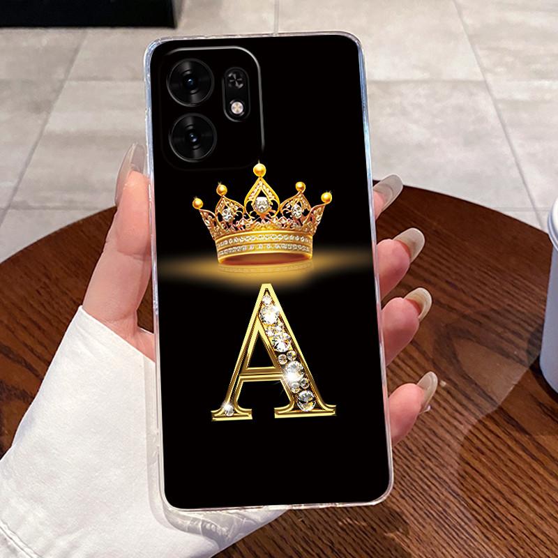 Fashion Initial Letter Crown Couple Case For Honor Play 60A 5G / Honor X6d 5G Transparent TPU Silicone Shockproof Soft Casing