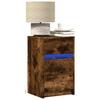 LED Nightstand, Smoked Oak, Wood-Based Material