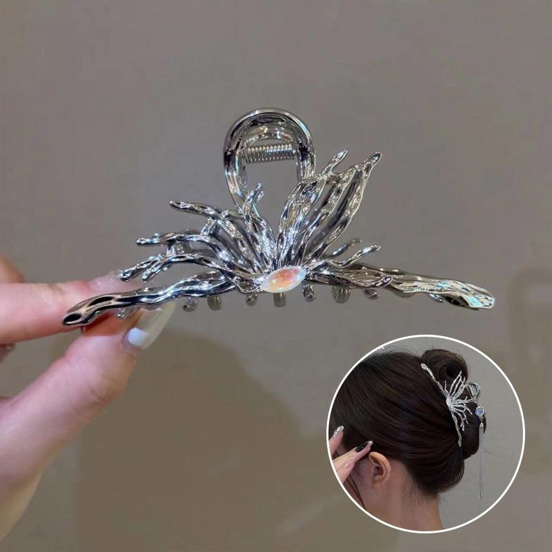 Exquisite Silver Color Crystal Hair Claws Fashion Geometric  LargeMetal Hair Clips Grab Hairpins For Women Girl Hair Accessories