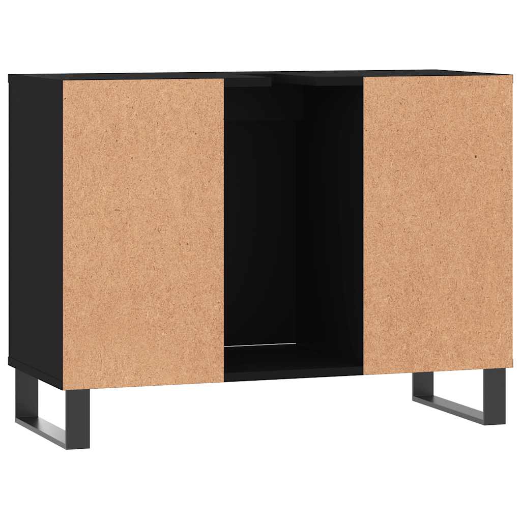 Minimalistischer quadratischer Badezimmerschrank mit zwei offenen Regalen an den Seiten, multifunktionaler Stauraum, 80x33x60 cm