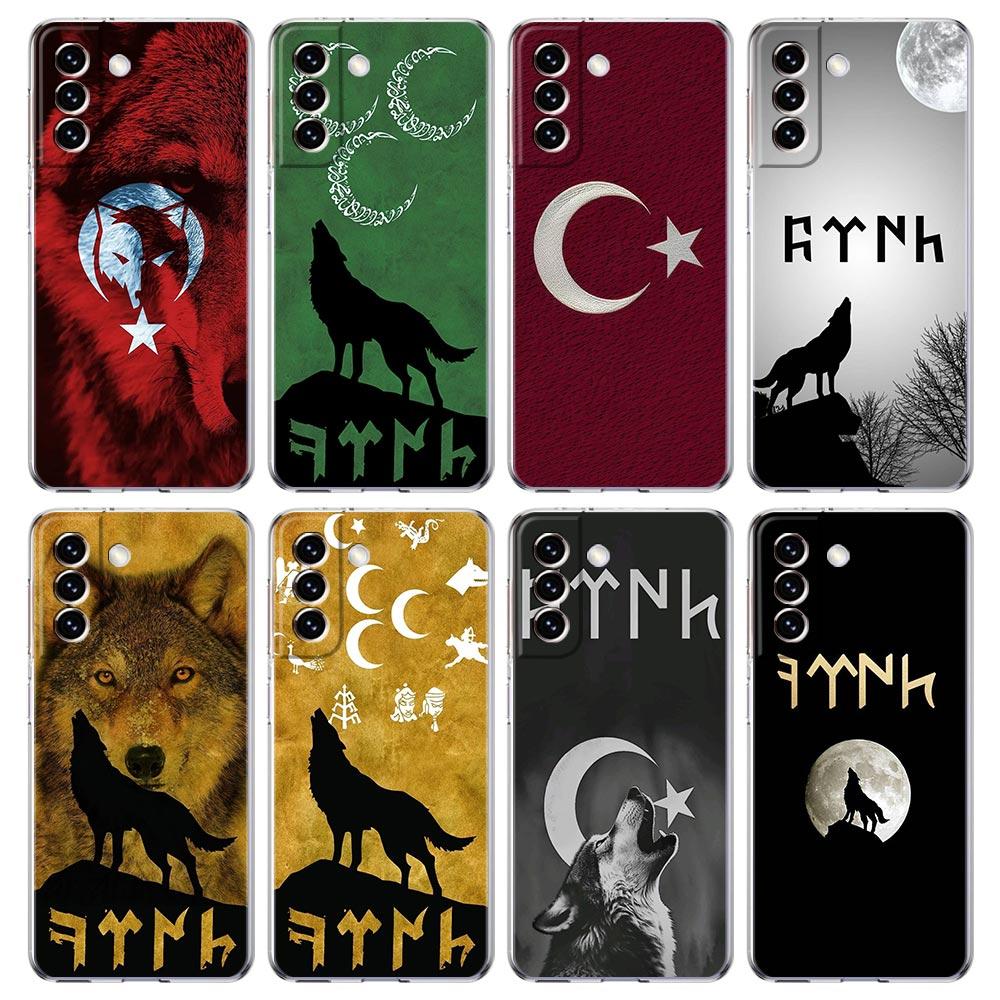 Phone Case For Samsung Galaxy S25 S24 S23 FE S22 Ultra S20 S21 5G S10 S9 Plus S10E S8 Cover Turkish language bozkurt gray wolf